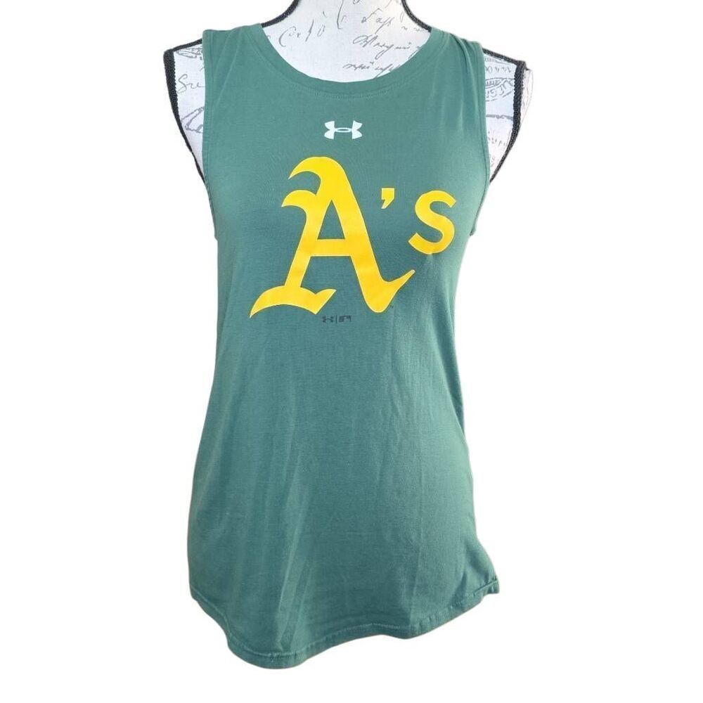 Under Armour Women's Size Small Green Yellow Oakland A's Keyhole Tank Top